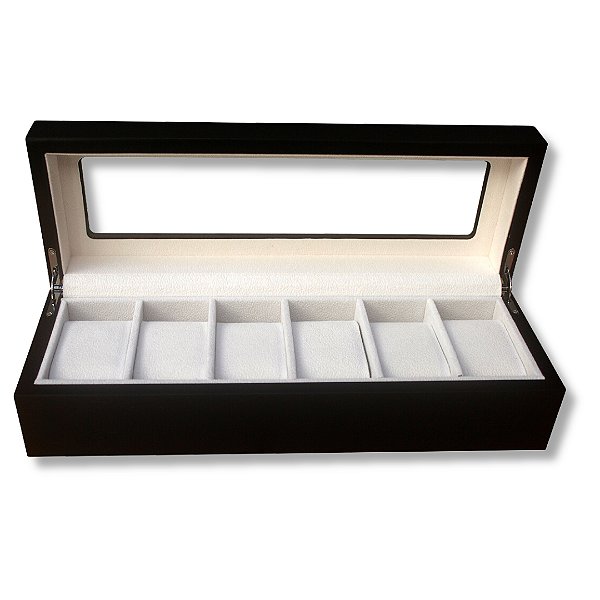 Porta Relógio em Madeira Escura 6 Divisões