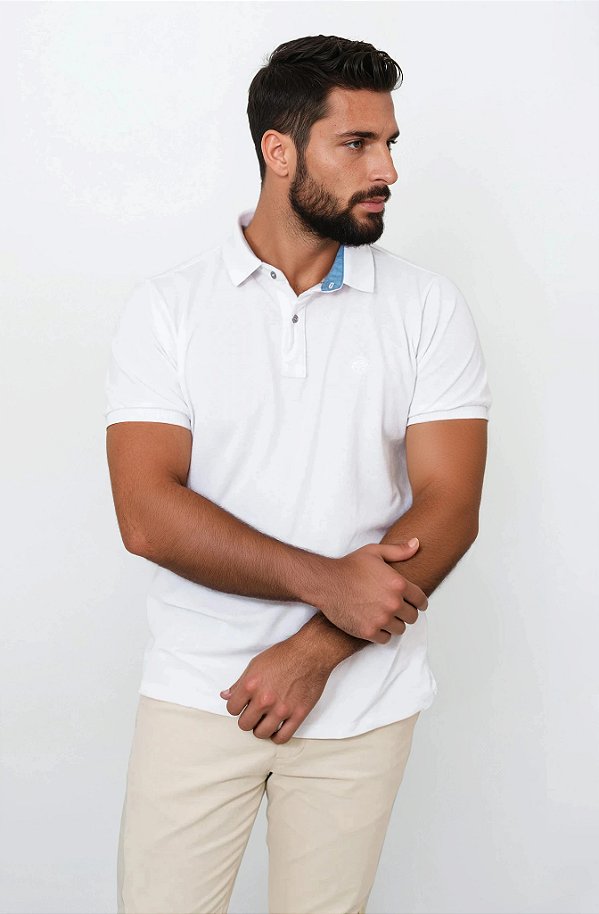 Camisa Polo Masculina Branca – Clássica e Versátil
