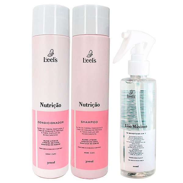 Kit Home Care de Nutrição com Spray Liso Máximo Leel's