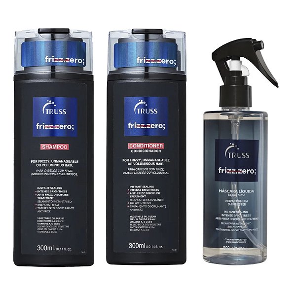 Kit Shampoo, Condicionador e Spray Frizz Zero Truss