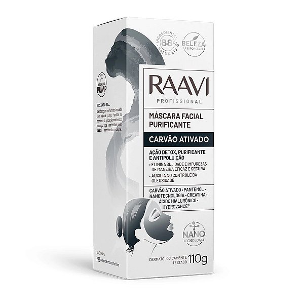Máscara Facial Purificante Carvão Ativado Raavi 110g