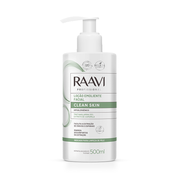 Loção Emoliente Facial Clean Skin Raavi 500ml