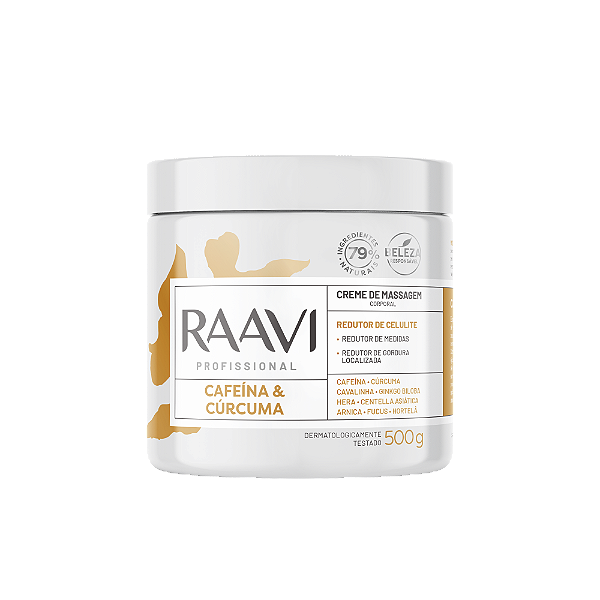 Creme de Massagem Corporal Cafeina e Curcuma Raavi 500G