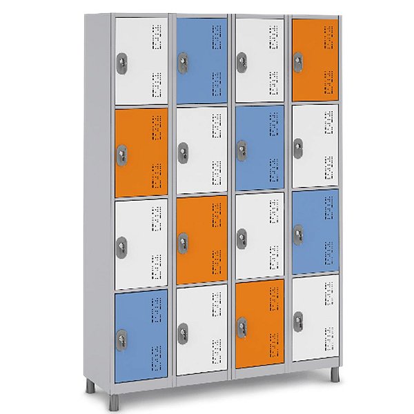 Armário Roupeiro Aço 16 Portas 191×130×41Cm Volume C/ Tranca