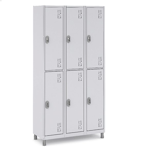 Roupeiro Aço 6 Portas 191x97x40Cm Academia Vestiário Tranca
