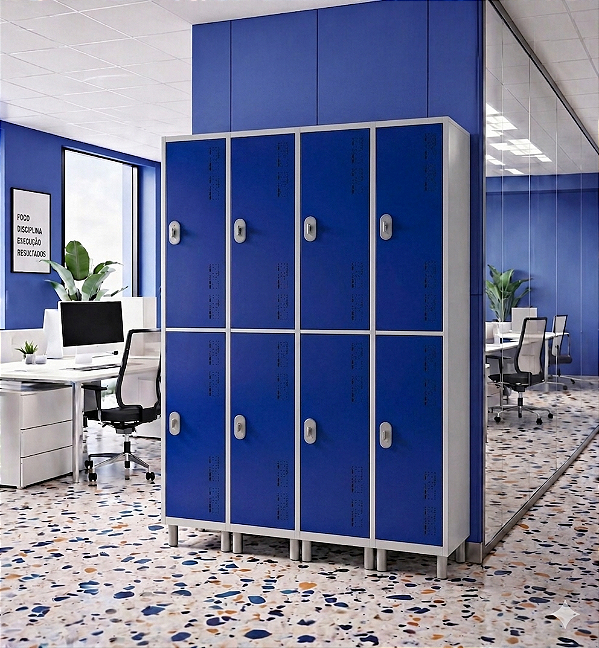 Roupeiro Aço 8 Portas 190x128x40Cm Academia Vestiário Tranca