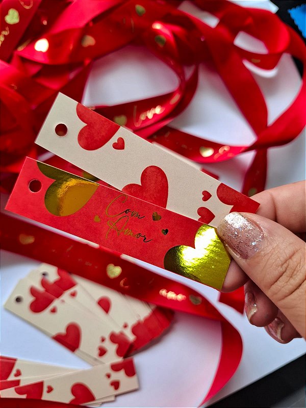 PRÉ VENDA - 2º LOTE Sem personalizar - 20 Un Tag palito COM AMOR - Namorados - FULL