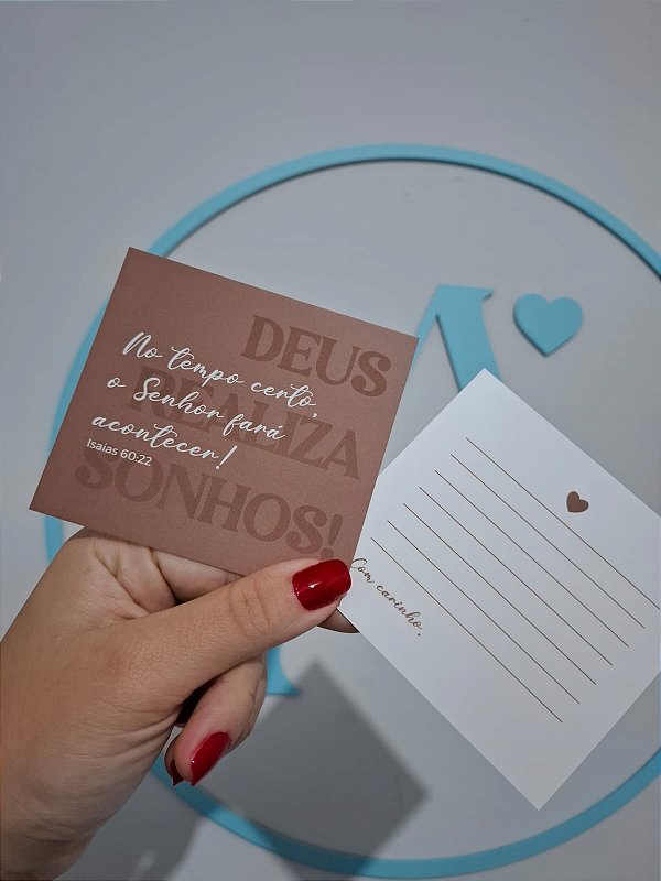 Sem personalizar - 20 Un Postal "No tempo certo" - Mocha Mousse FULL