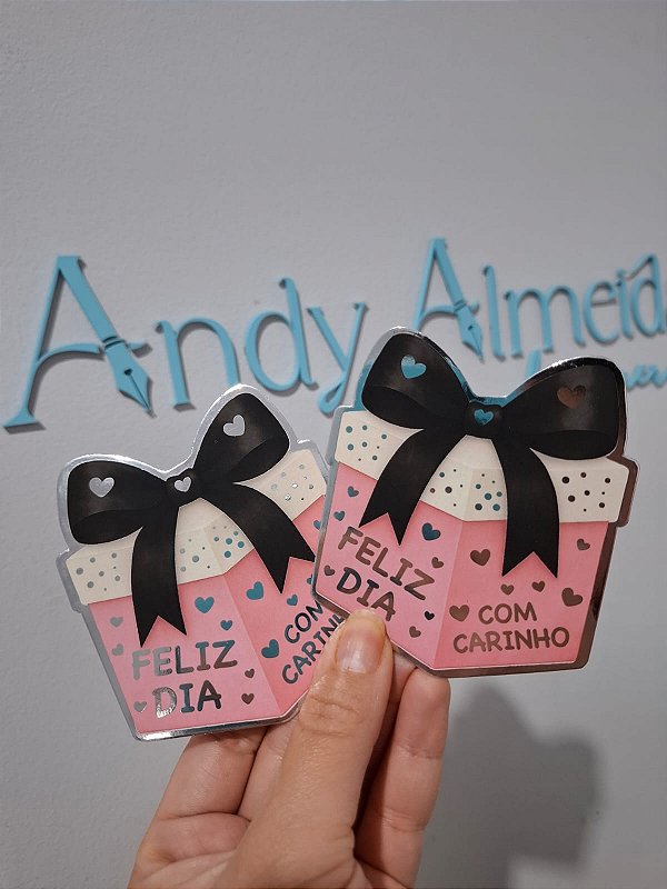 Sem personalizar - 20un Postal Presente Feliz Dia Rosa - FULL