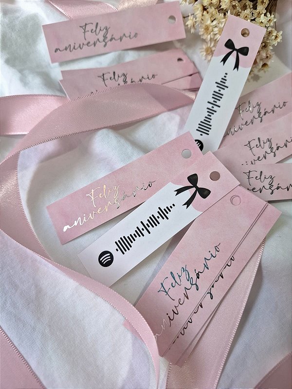 Sem personalizar - 20 Un Tag palito Feliz Aniversário Rosa - FULL