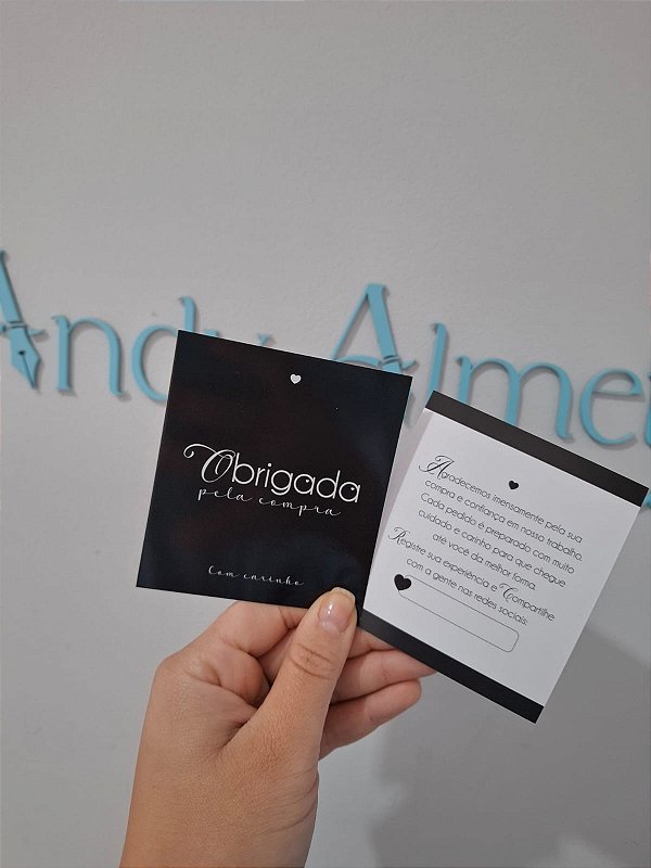 Sem personalizar - 20 Un Postal agradecimento Preto - FULL