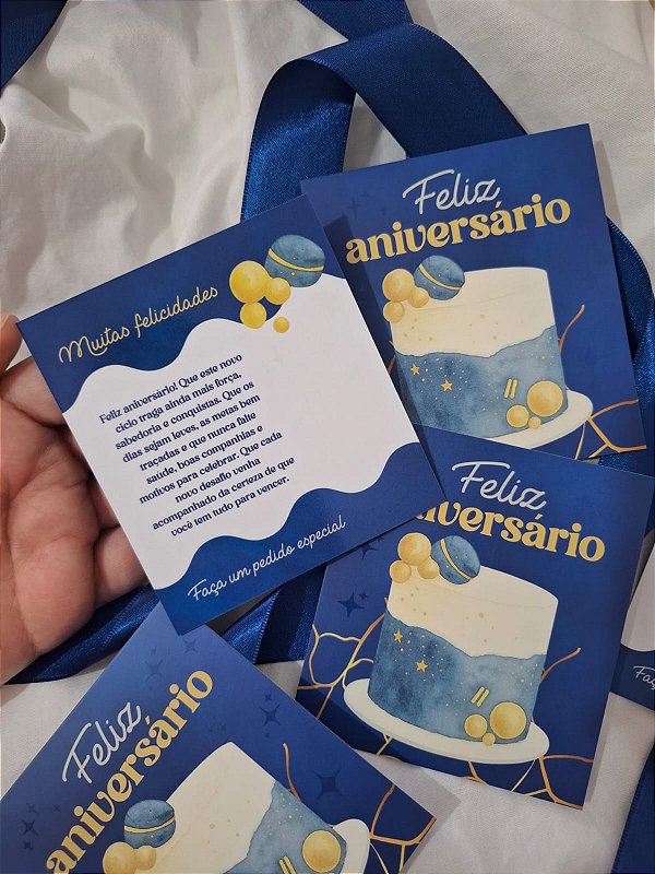 Sem personalizar - 20 Un Postal Feliz Aniversário Azul - FULL
