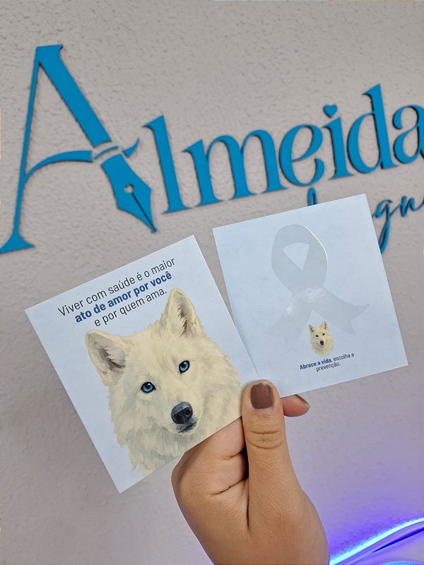 Sem personalizar - 20 Un Postal Lobo Branco Novembro Azul - FULL