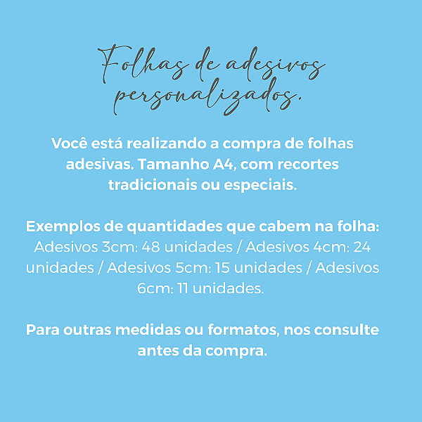 Folhas de adesivos - PERSONALIZADO