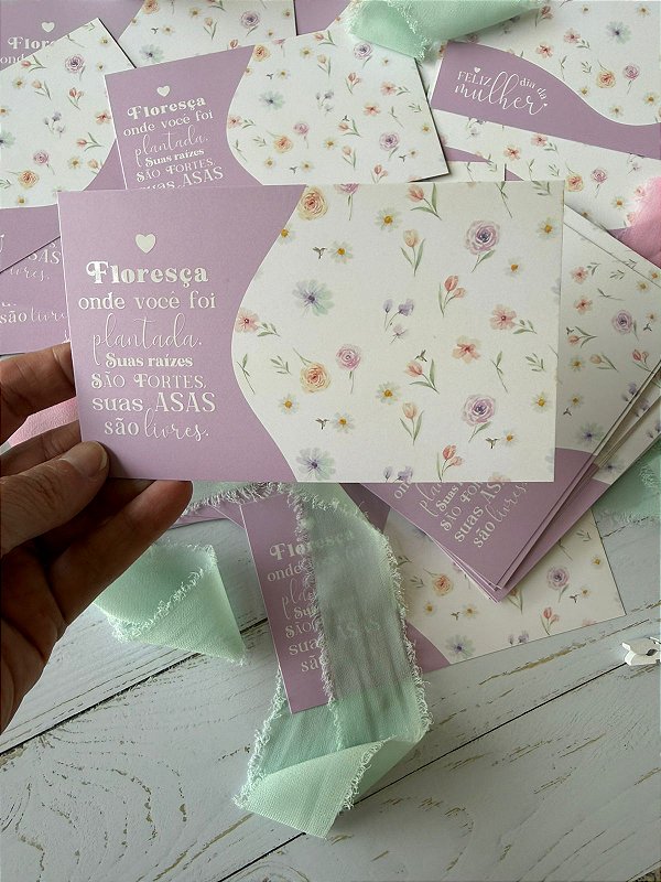 Sem personalizar - 20 Un Postal/Cookie Card Beija Flor Dia da Mulher - FULL