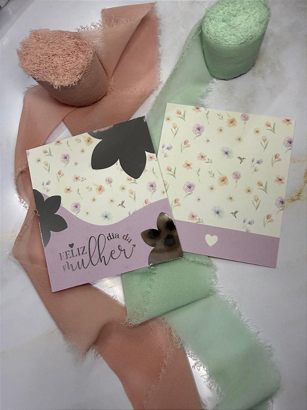 Sem personalizar - 20 Un Postal Hotstamping Beija Flor Dia da Mulher - FULL