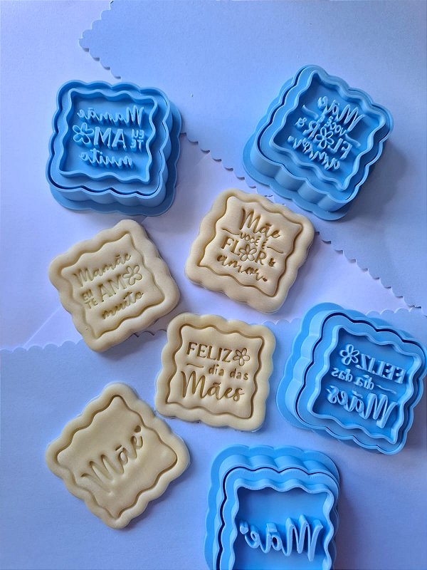 Kit 4 Cortadores + Carimbo Frases Moldura - Criandy