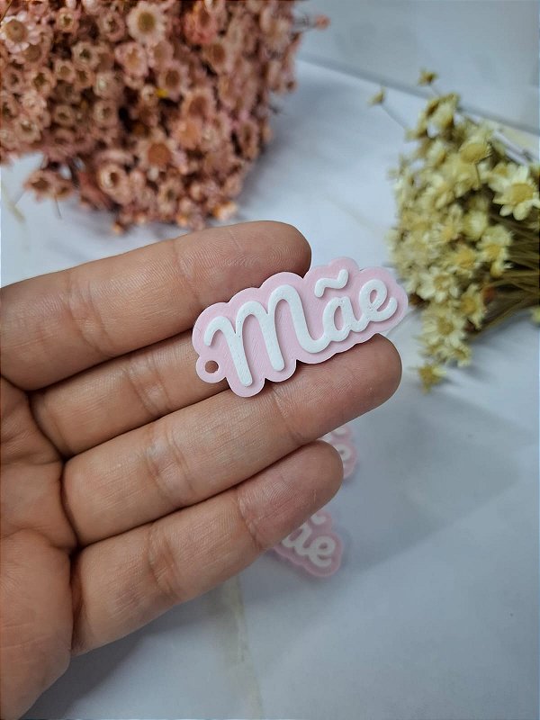 20un Pingente MÃE - Rosa bebê - Sem personalizar