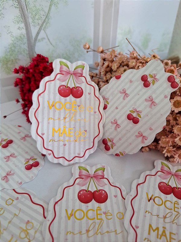 PERSONALIZADO - 100 Un Postal 9x6,5cm "CEREJA MÃE MOLDURA"