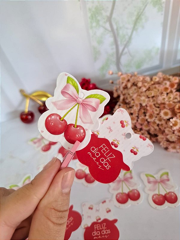 PERSONALIZADO - 1000 Un Tag 4x4,5cm "CEREJA MÃE"
