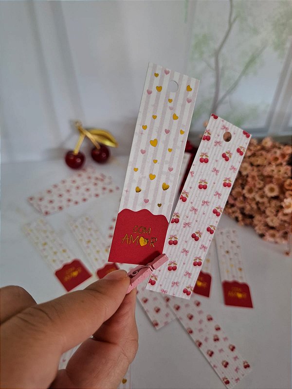 PERSONALIZADO - 500 Un Tag Palito 2,3x8,8cm "CEREJA MÃE"