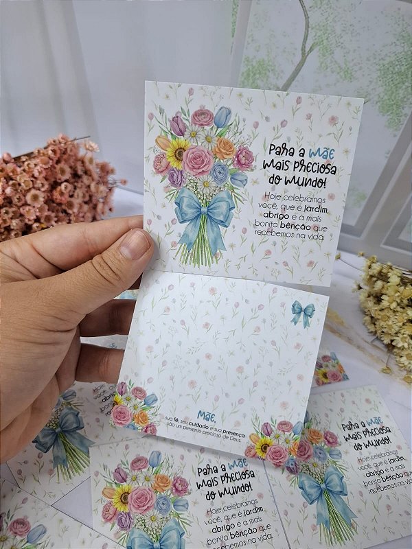 PERSONALIZADO - 500 Un Postal 9x10cm "FLORAL CANDY MÃE RELIGIOSA"