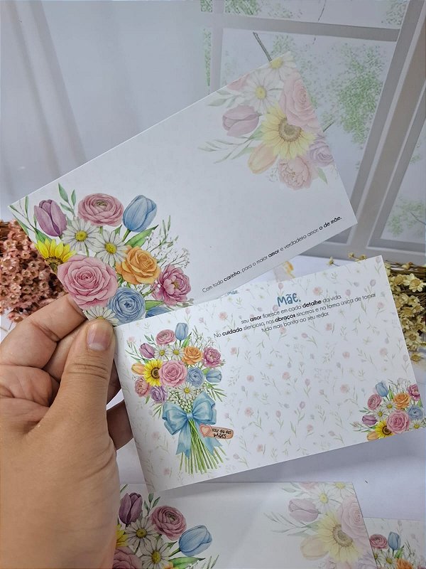 PERSONALIZADO - 500 Un Postal 9x14,5cm "FLORAL CANDY MÃE"