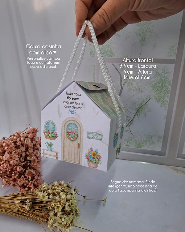 PERSONALIZADO - Caixa Casinha com alça Floral Candy - Dia das mães