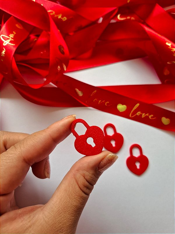 20un Pingente CADEADO CORAÇÃO - Vermelho - Dia dos Namorados