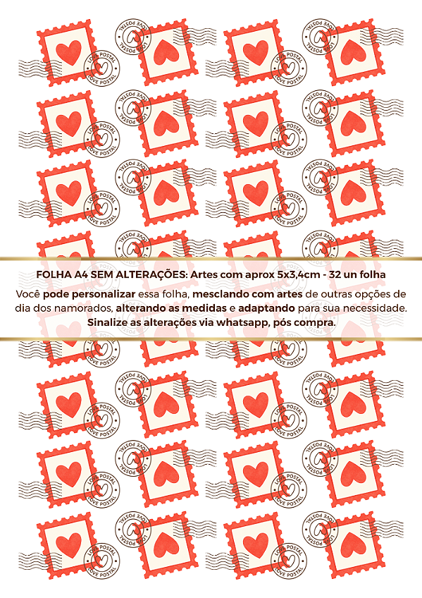 Pode personalizar - 1 Folha Adesivo DTF UV - SELOS - Dia dos Namorados