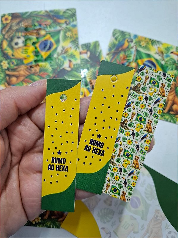 Sem personalizar - 20 Un Tag palito RUMO AO HEXA - Copa do Mundo - FULL