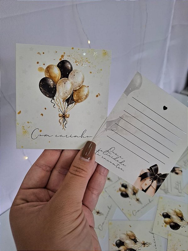 Sem personalizar 20 Un Postal 9x10cm COM CARINHO DOURADO - FULL - Aniversário
