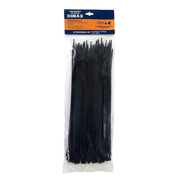 Abraçadeira de Nylon 200x3,6mm 100 Peças Preto