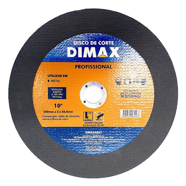 Disco de Corte 10 Polegadas Metal DIMAX
