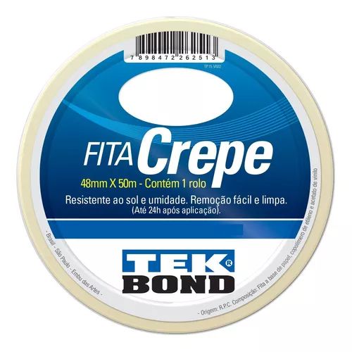 Fita Adesiva Crepe Papel 48mm X 50m Uso Geral - Tekbond