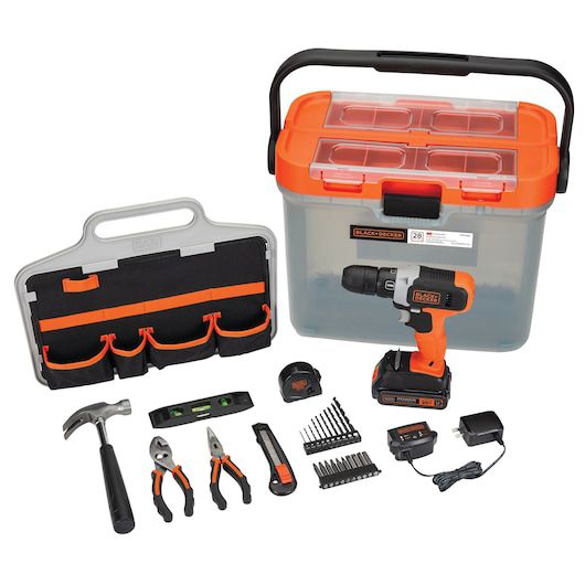 Kit Furadeira Impacto Sem Fio 3/8  20V - Black-decker