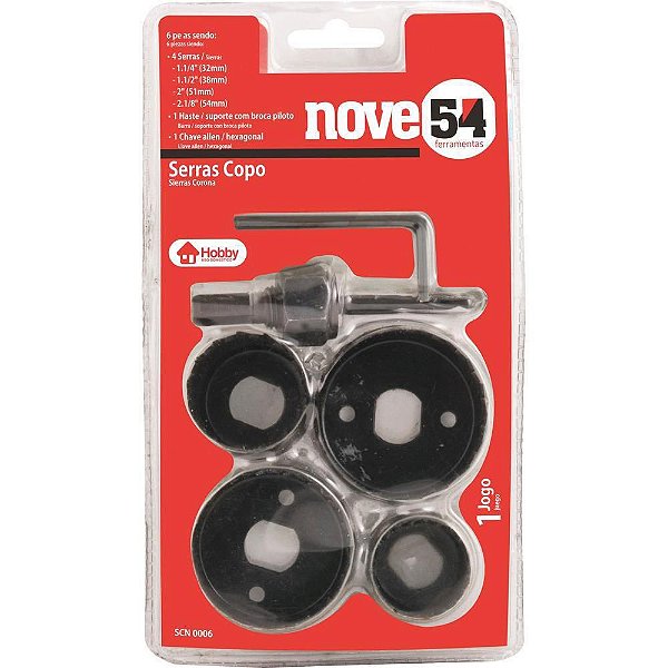 Jogo de Serra Copo Aço Carbono 32a54mm com 6 Peças