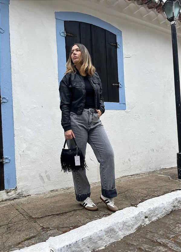 Calça Mom Preto Estonado