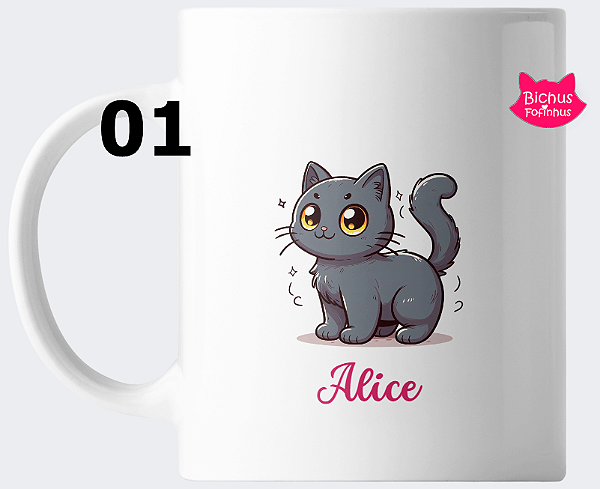 Caneca dos Gatos em porcelana