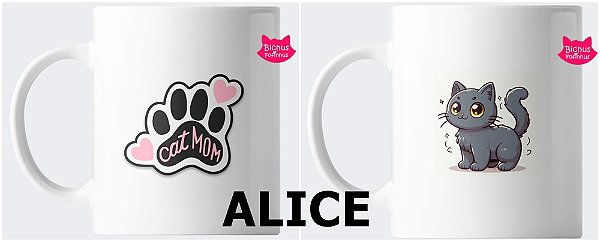 Caneca mãe de gatos ( Cat Mom) em porcelana