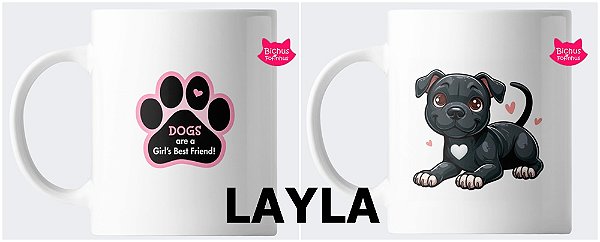 Caneca "Dogs are a girl's best friend" em porcelana