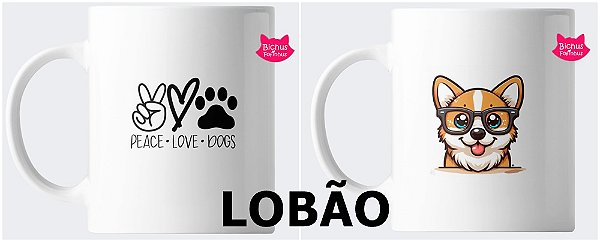 Caneca "peace, love, dogs"