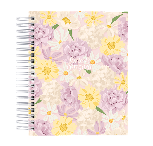 Agenda Cristã: Forte e Corajosa - Floral Rosa