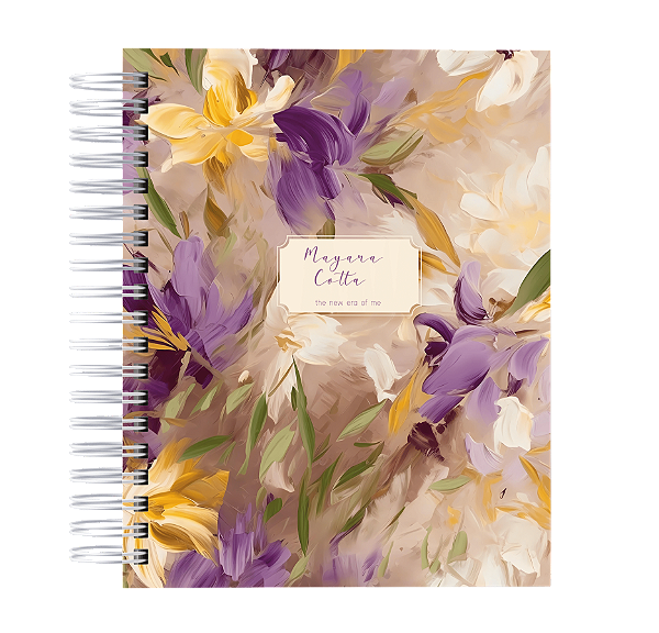 Caderno Pautado: Floral Abstrato - Roxo