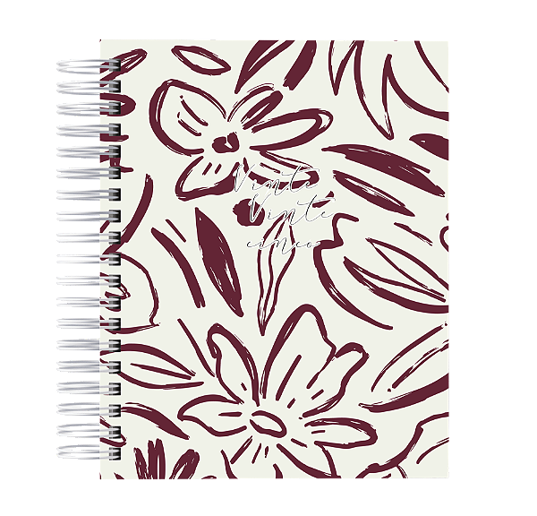 Caderno Pautado: Floral Bordô