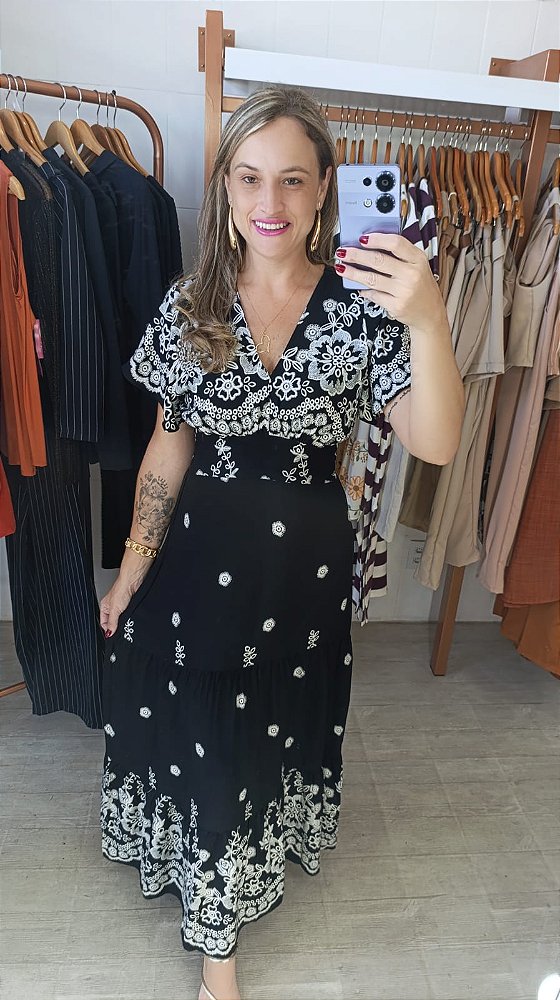 Vestido Flora Preto