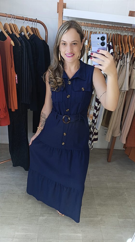 Vestido Longo com Botoes
