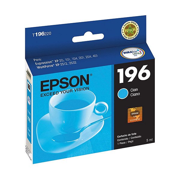 CARTUCHO DE TINTA ORIGINAL EPSON T1962 CIANO 4ML