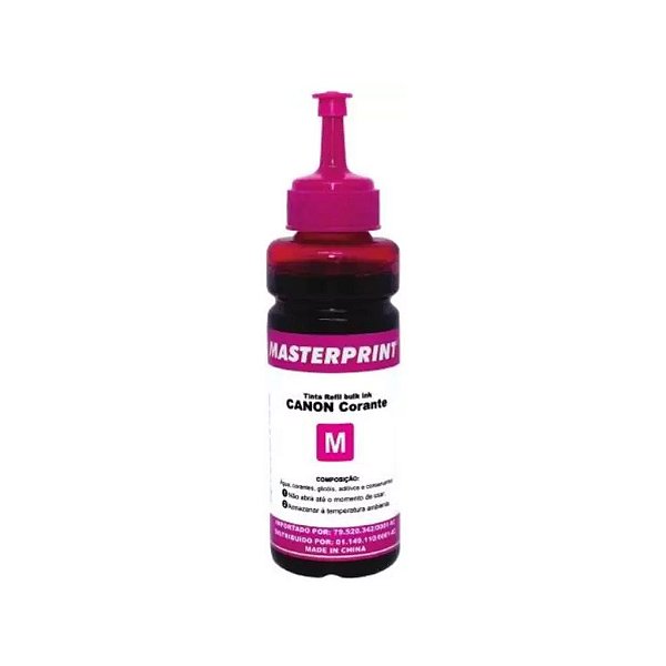 REFIL DE TINTA COMPATÍVEL COM CANON UNIVERSAL M BULK INK CORANTE MAGENTA MASTERPRINT 100ML