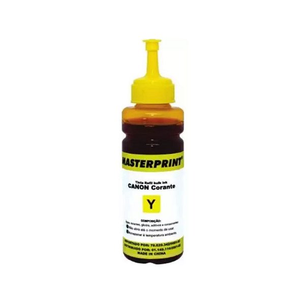 REFIL DE TINTA COMPATÍVEL COM CANON UNIVERSAL Y BULK INK CORANTE AMARELO MASTERPRINT 100ML